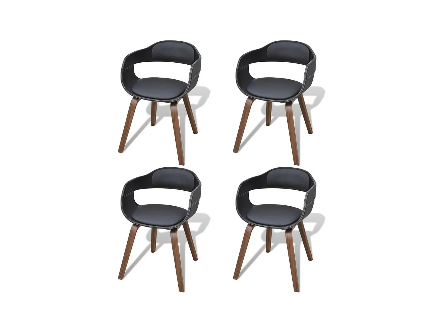 Chaises de salle à manger 4 pcs Noir Bois courbé et similicuir 2