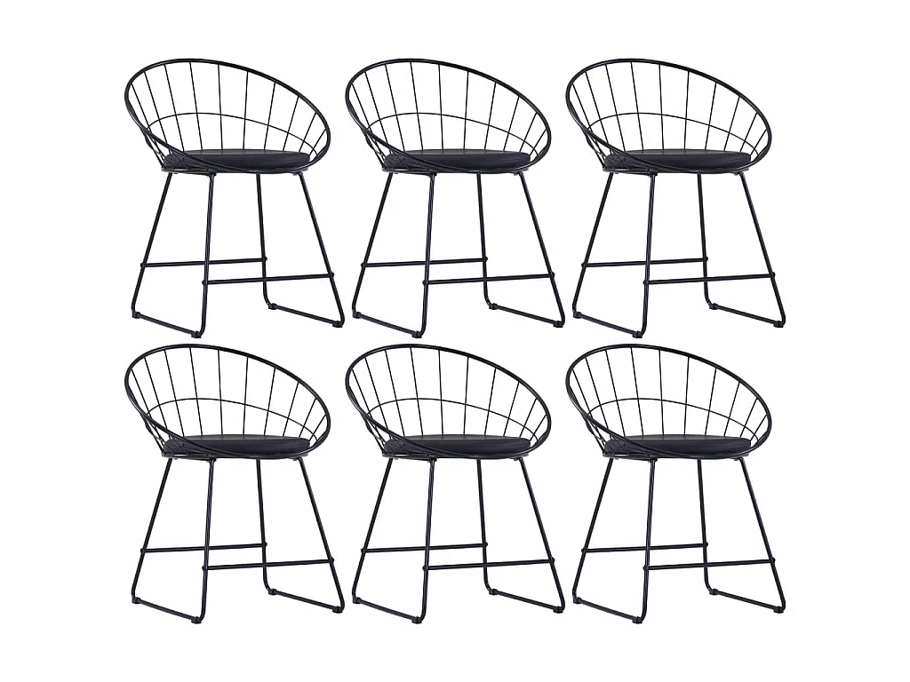 Chaises de salle à manger Similicuir 6 pcs Noir Acier