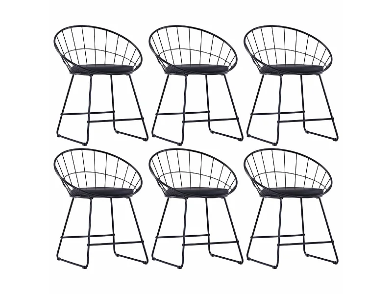 Chaises de salle à manger Similicuir 6 pcs Noir Acier