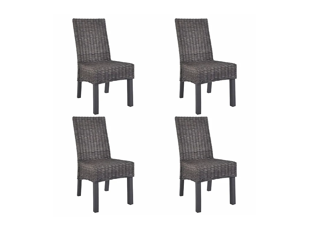 Chaises à dîner 4 pcs Marron Rotin Kubu et bois de manguier