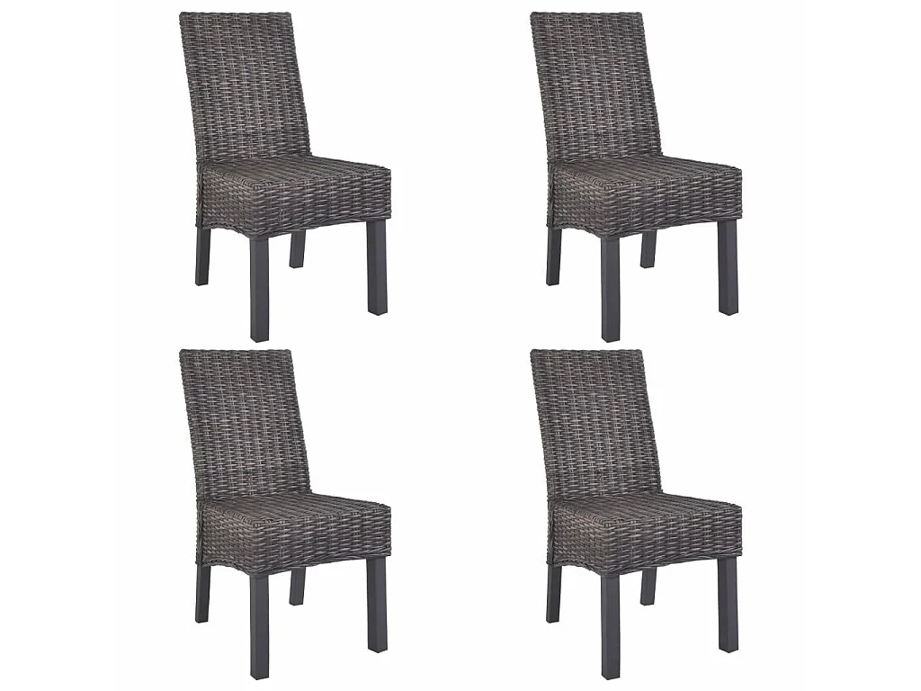 Chaises à dîner 4 pcs Marron Rotin Kubu et bois de manguier