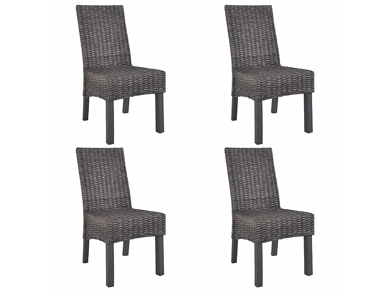Chaises à dîner 4 pcs Marron Rotin Kubu et bois de manguier