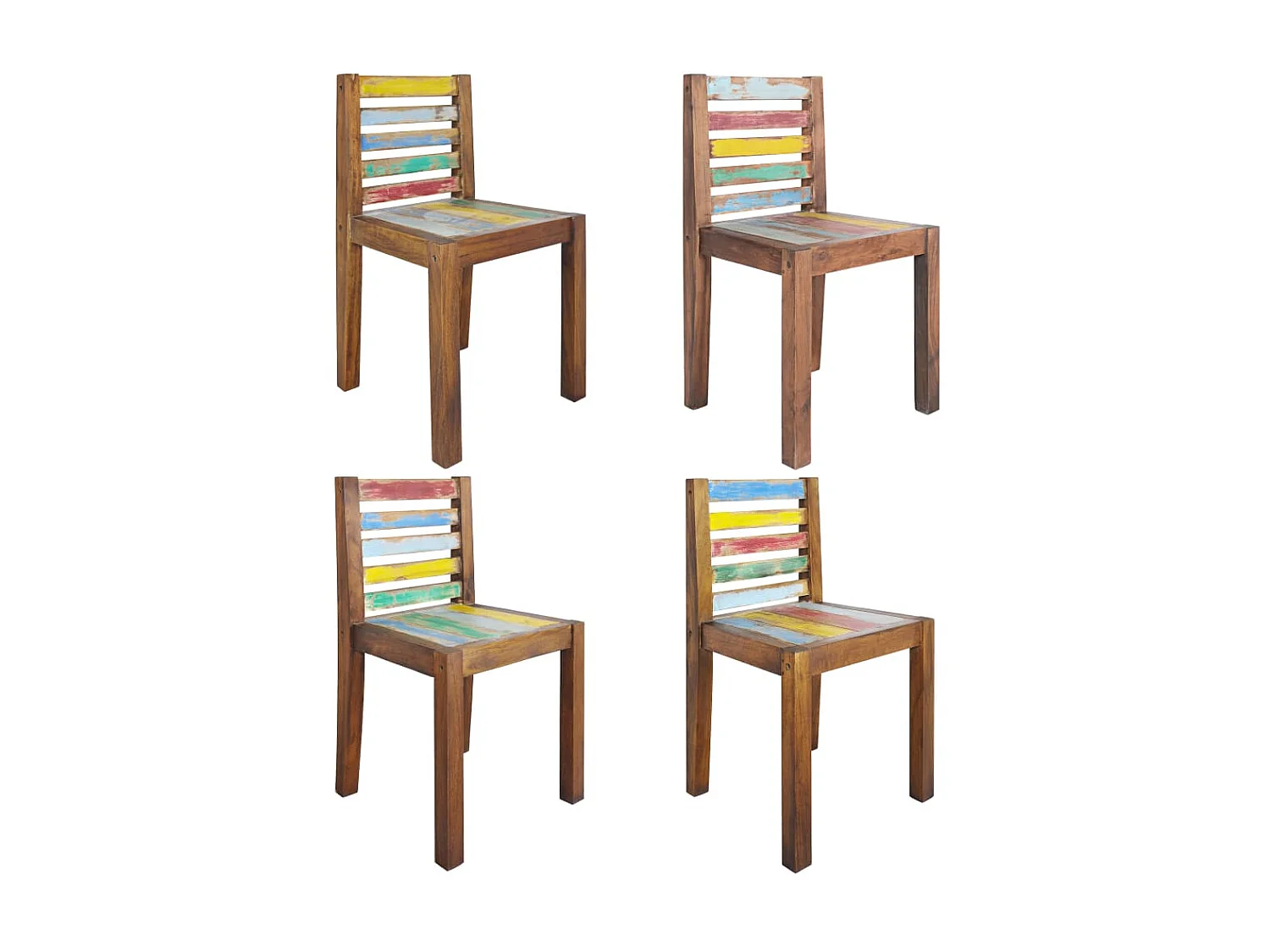 Chaises de salle à manger 4 pcs Bois de récupération solide