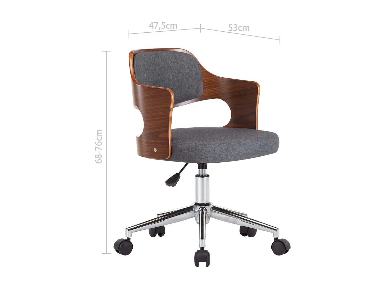 Chaise pivotante de salle à manger Gris Bois courbé et tissu 2