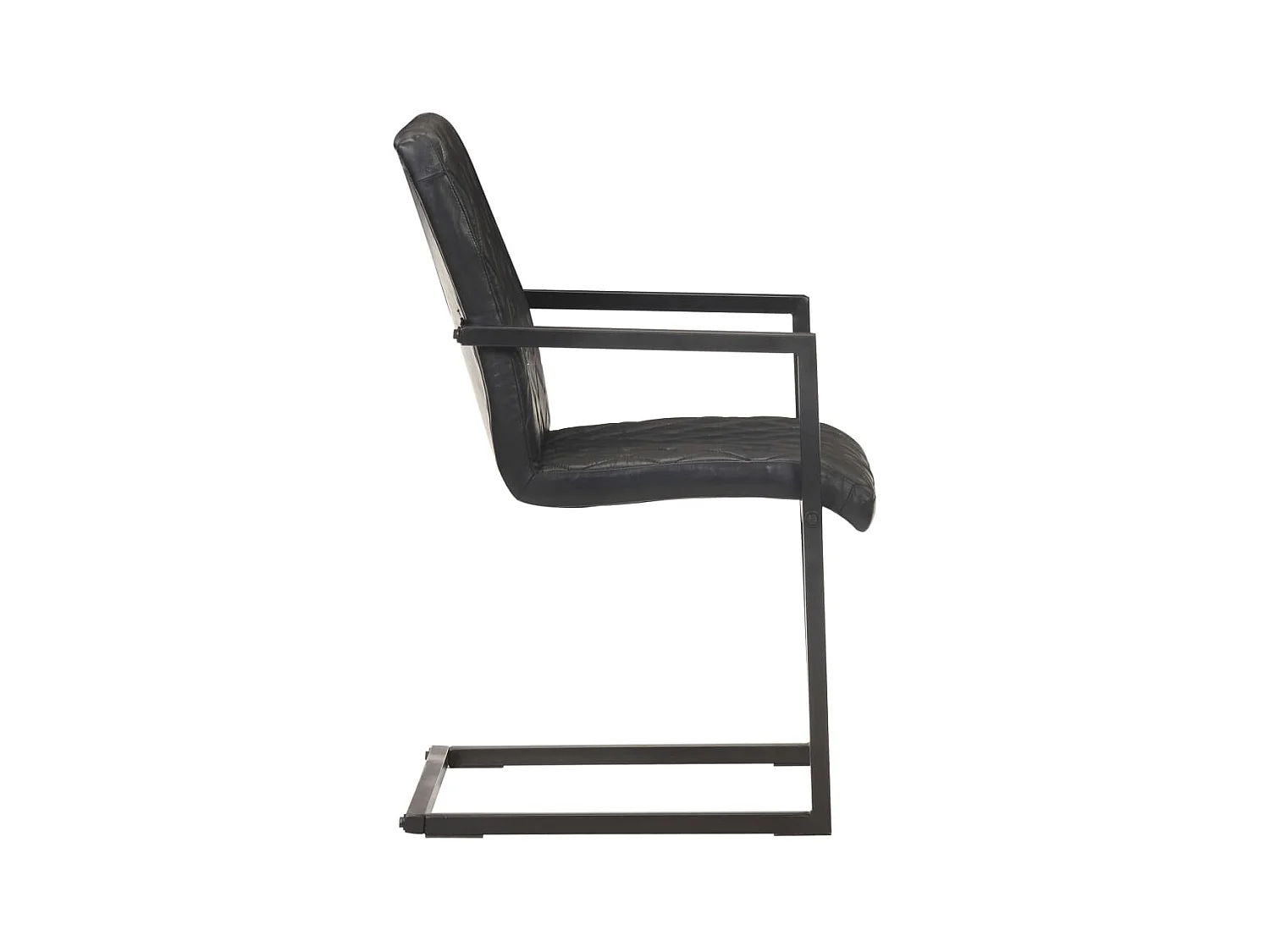 Chaises de salle à manger cantilever 6 pcs Noir Cuir véritable 2