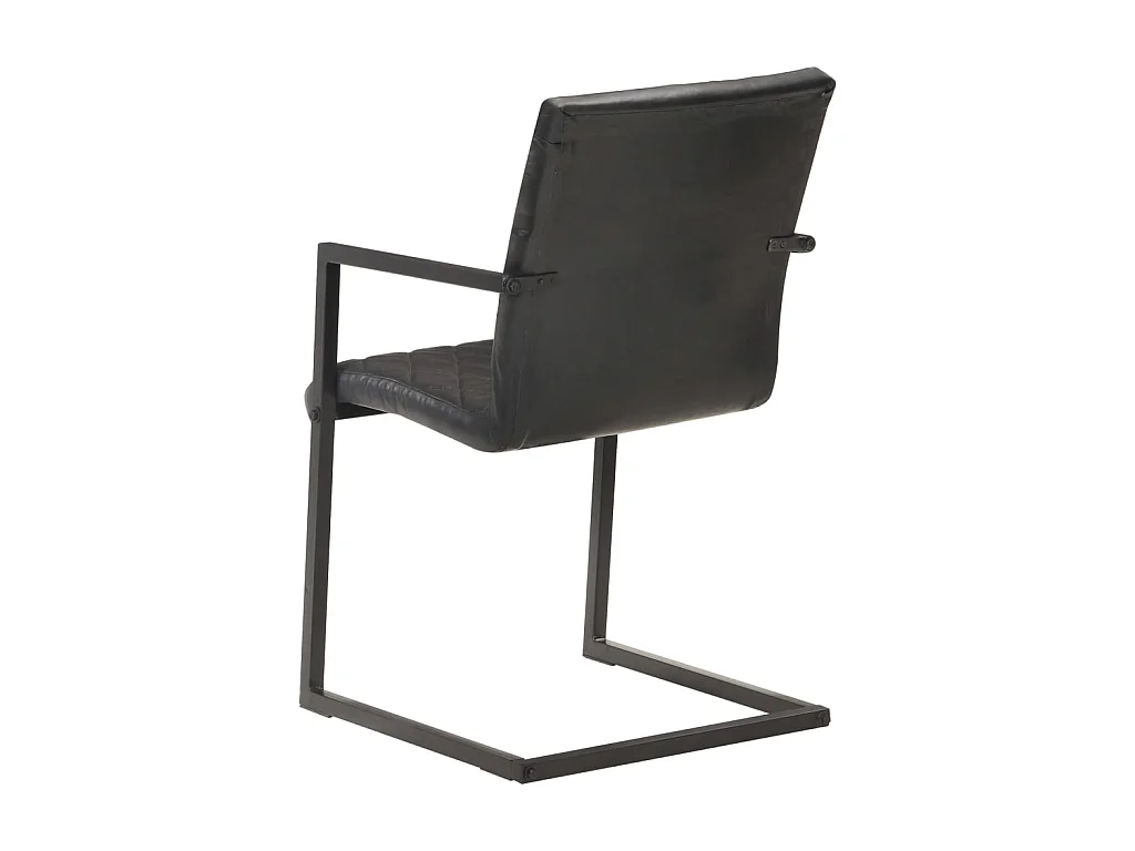 Chaises de salle à manger cantilever 6 pcs Noir Cuir véritable 2