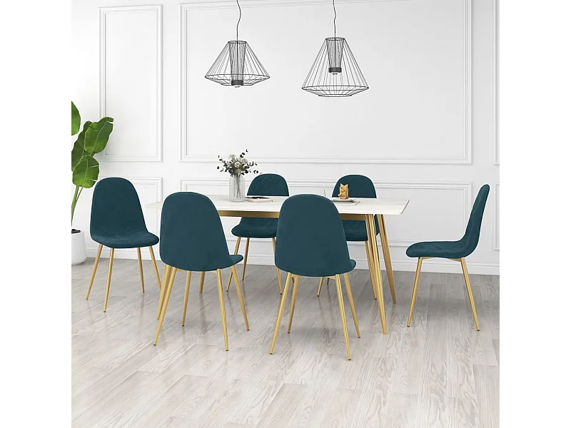 Chaises de salle à manger 6 pcs Bleu Velours 16