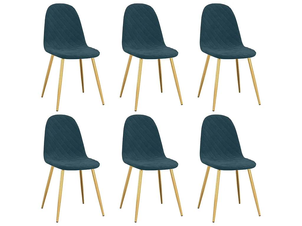 Chaises de salle à manger 6 pcs Bleu Velours 16