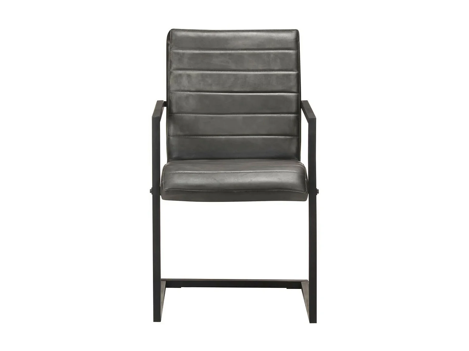 Chaises de salle à manger cantilever 2 pcs Gris Cuir véritable