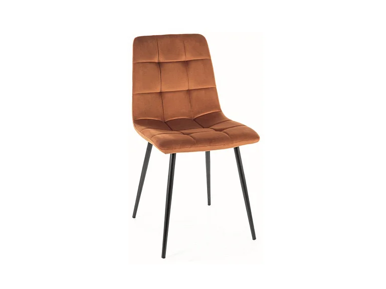 Chaise en velours matelassé et pieds en métal noir Kozia - Lot de 4-Couleur Orange brûlé