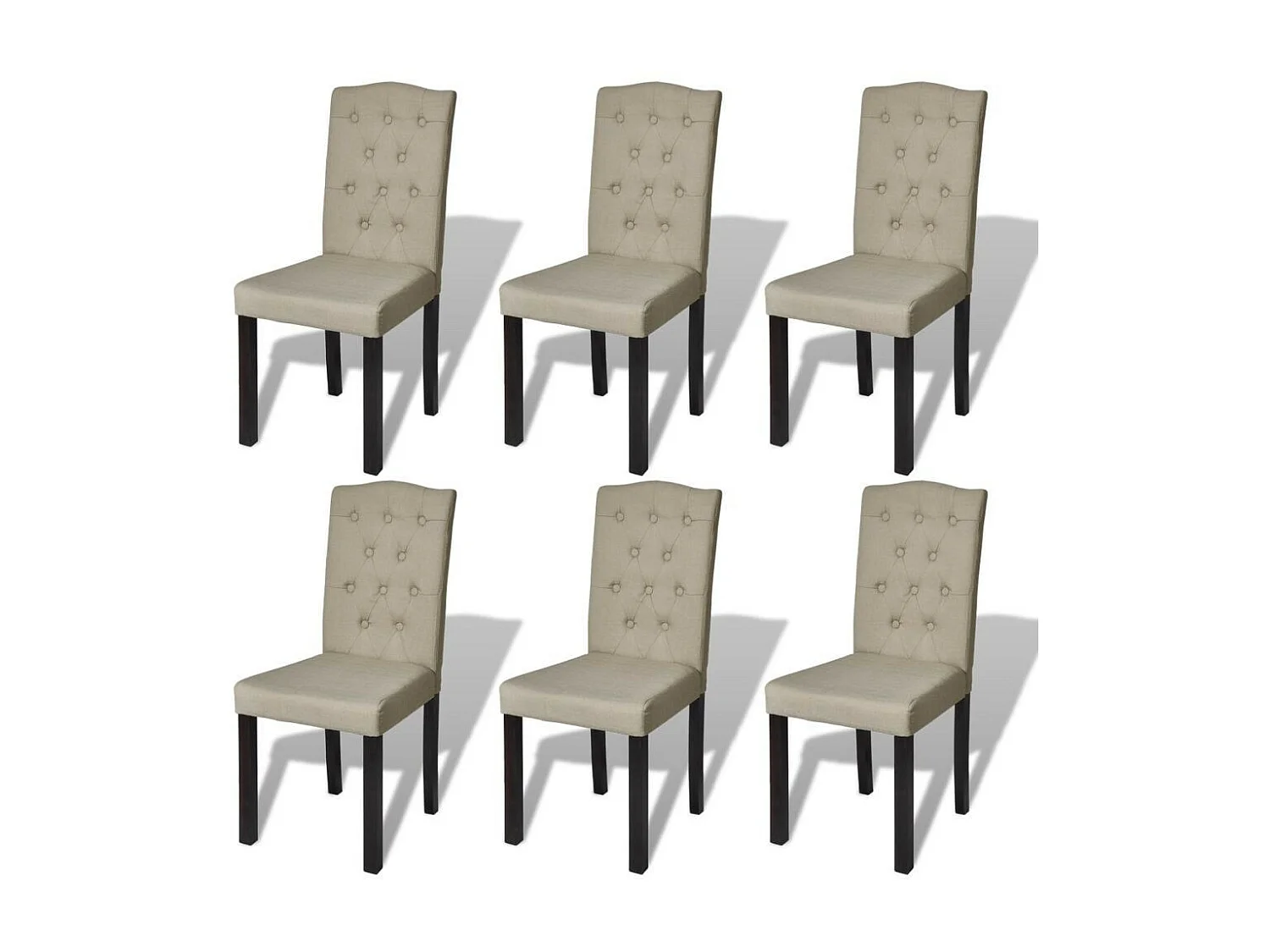 Chaises de salle à manger 6 pcs Beige Tissu 2