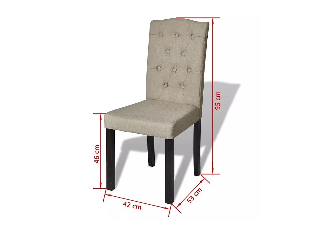 Chaises de salle à manger 6 pcs Beige Tissu 2