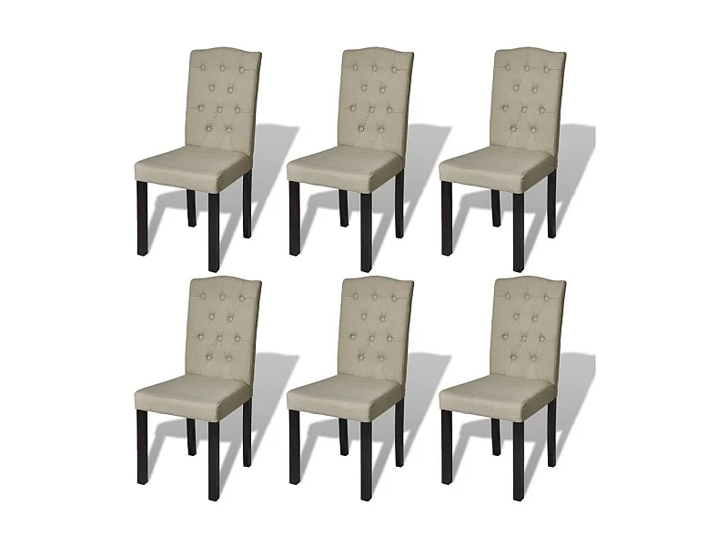 Chaises de salle à manger 6 pcs Beige Tissu 2