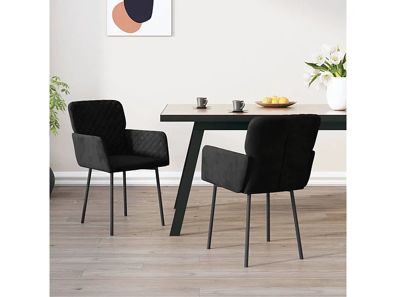Chaises de salle à manger 2 pcs Noir Velours 6