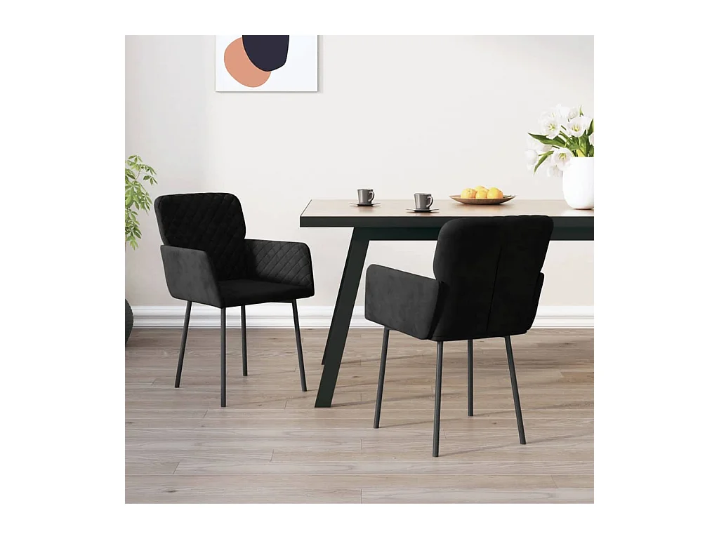 Chaises de salle à manger 2 pcs Noir Velours 6