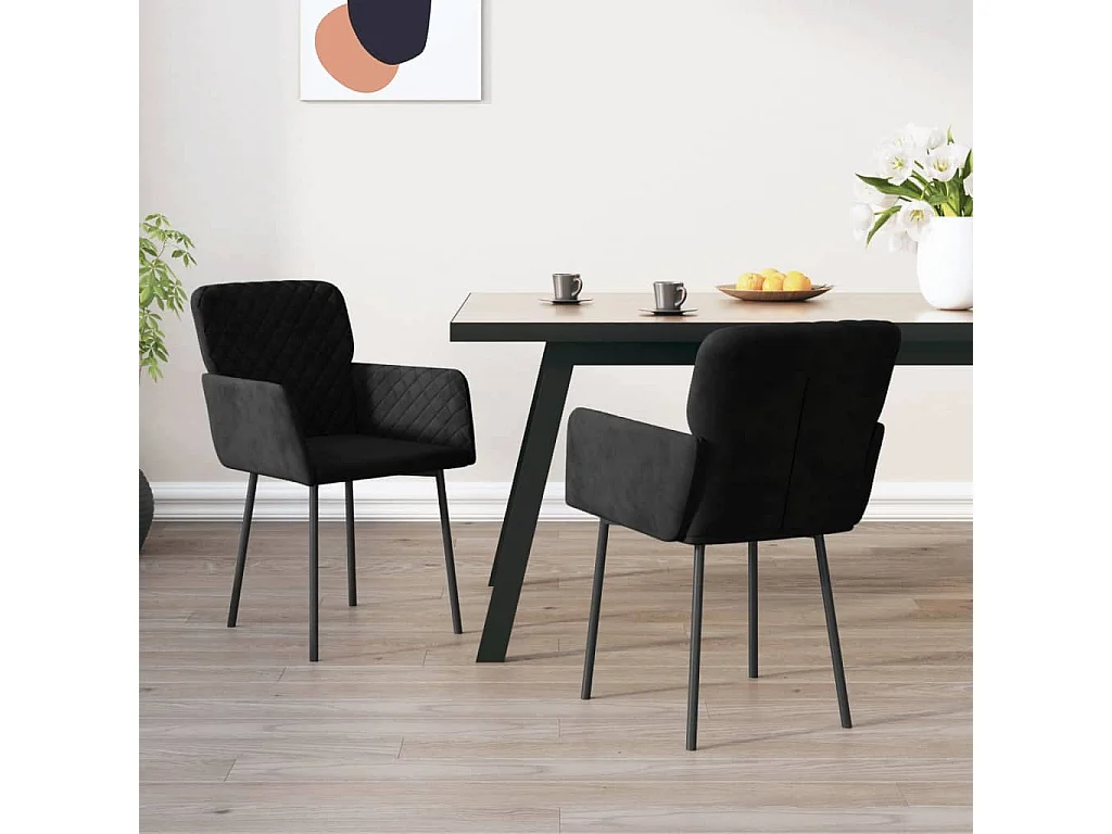 Chaises de salle à manger 2 pcs Noir Velours 6