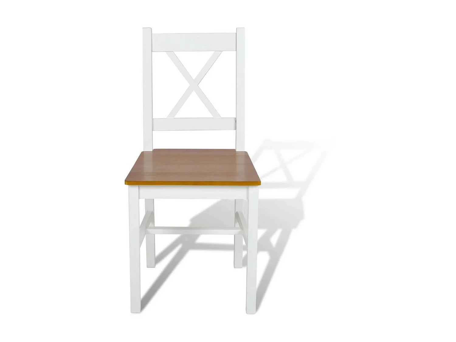 Chaise de cuisine blanc laqué et marron Dina - Lot de 6