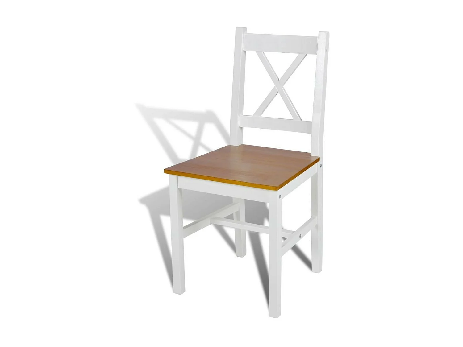 Chaise de cuisine blanc laqué et marron Dina - Lot de 6