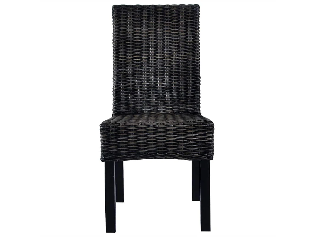 Chaises à dîner 2 pcs Noir Rotin kubu et bois de manguier