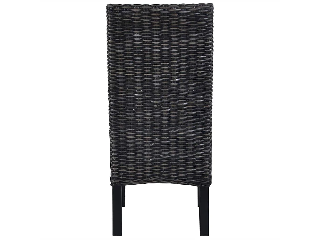 Chaises à dîner 2 pcs Noir Rotin kubu et bois de manguier