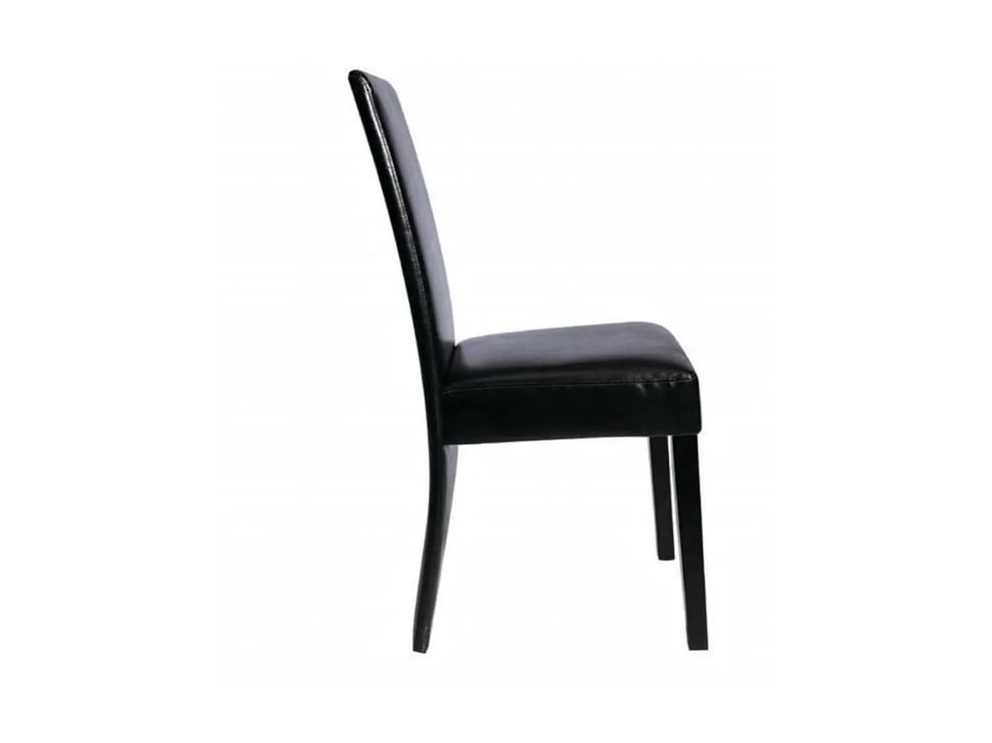Chaise simili cuir noir et pieds bois noir Conor - Lot de 6