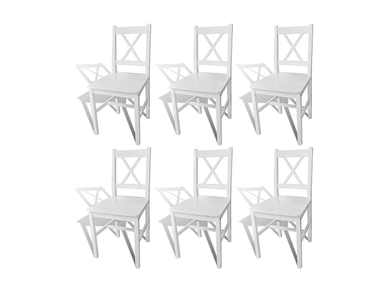 Chaise en bois de pin blanc vernis Dina - Lot de 6