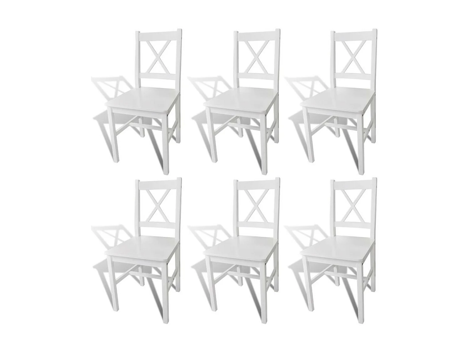 Chaise en bois de pin blanc vernis Dina - Lot de 6