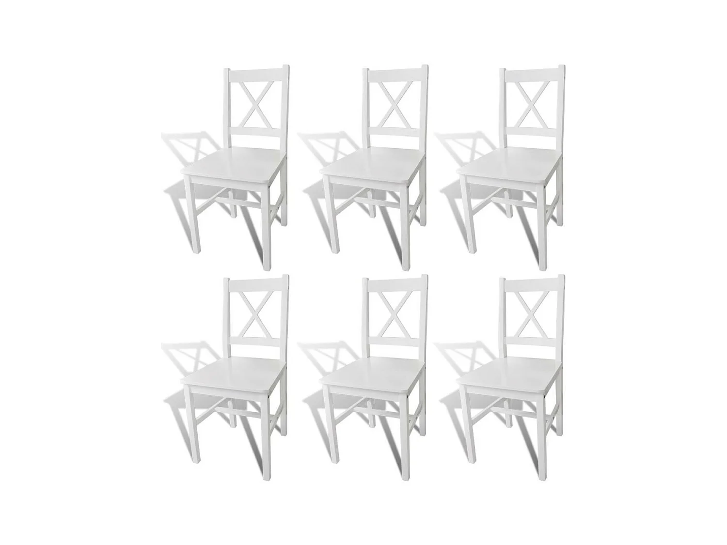 Chaise en bois de pin blanc vernis Dina - Lot de 6