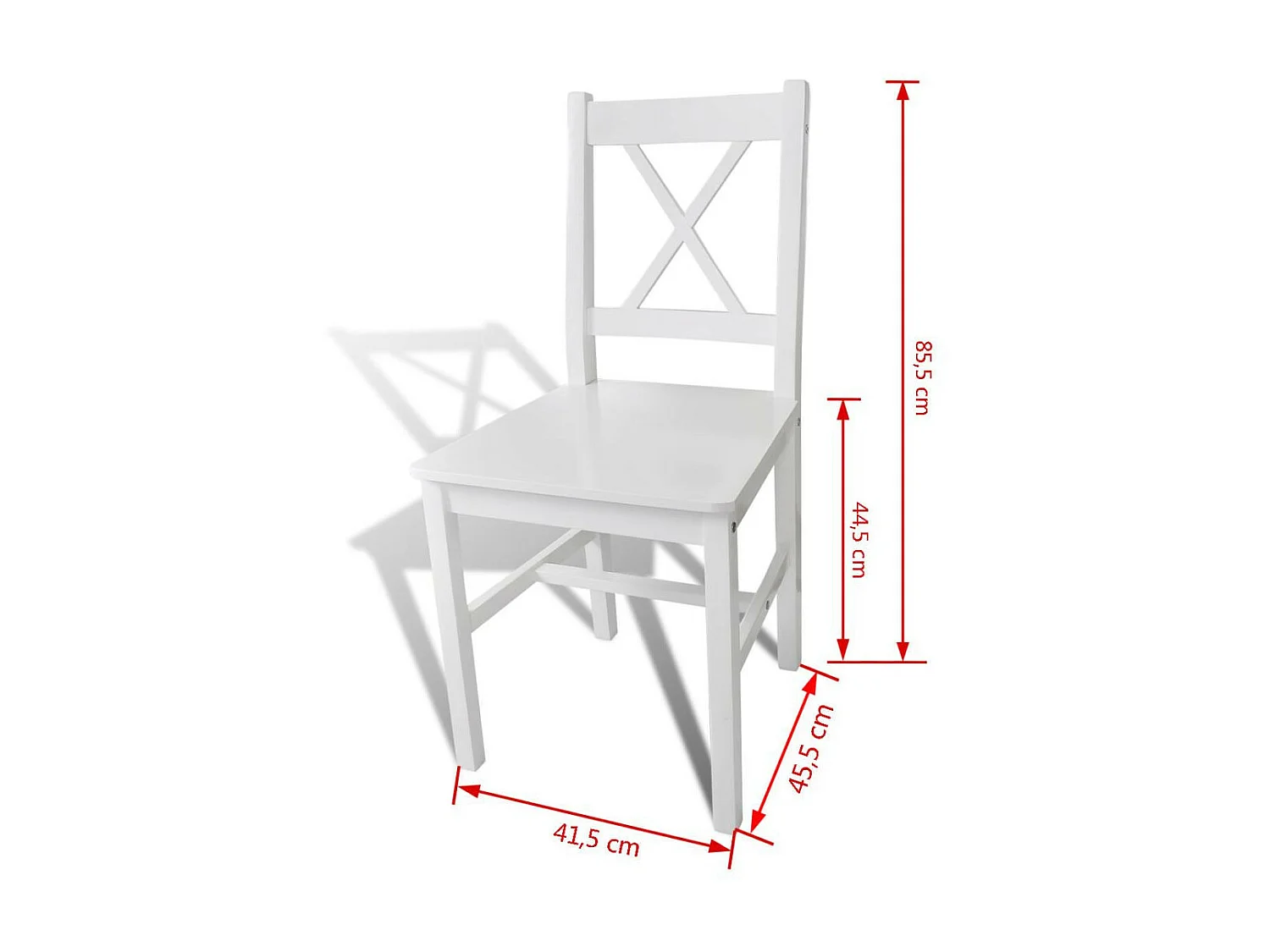 Chaise en bois de pin blanc vernis Dina - Lot de 6