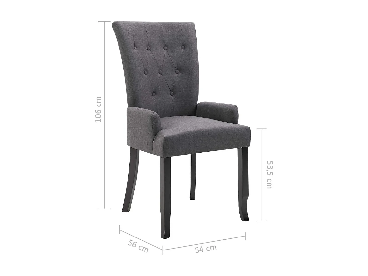 Chaise de salle à manger avec accoudoirs Gris foncé Tissu 2