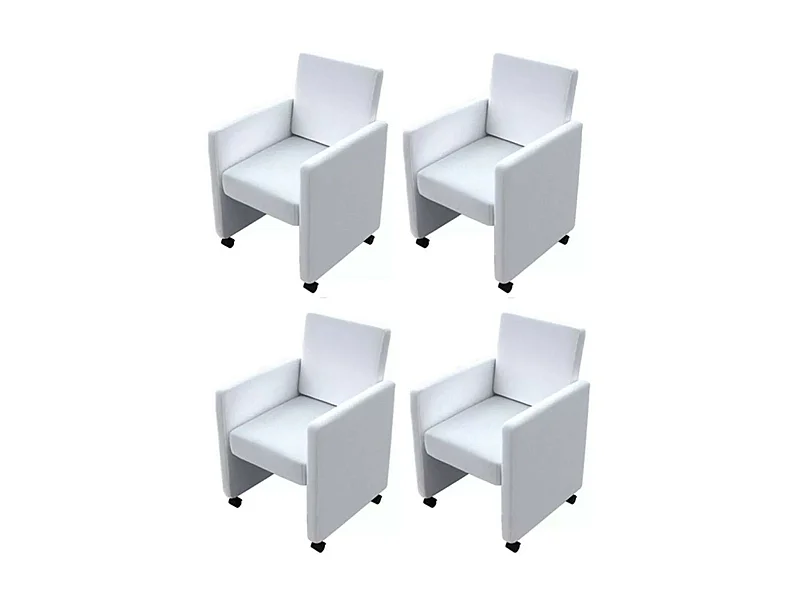 Chaises de salle à manger 4 pcs Blanc Similicuir 2