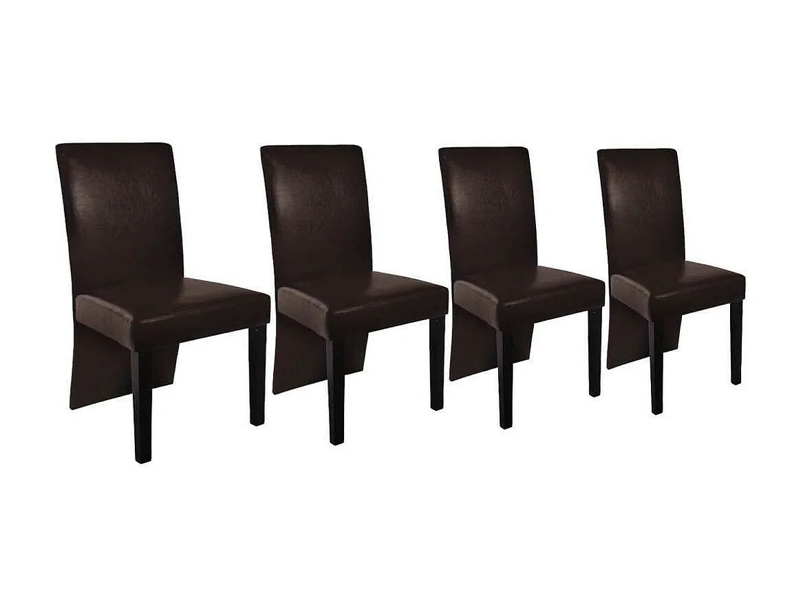 Chaises de salle à manger 4 pcs Marron foncé Similicuir 2