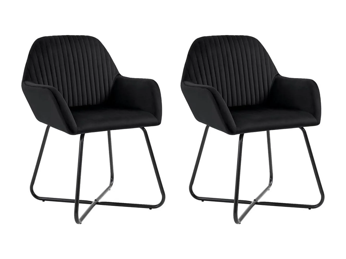 Lot de 2 chaises Mikee - Velours luxe avec pieds métal Noir-Couleur Noir