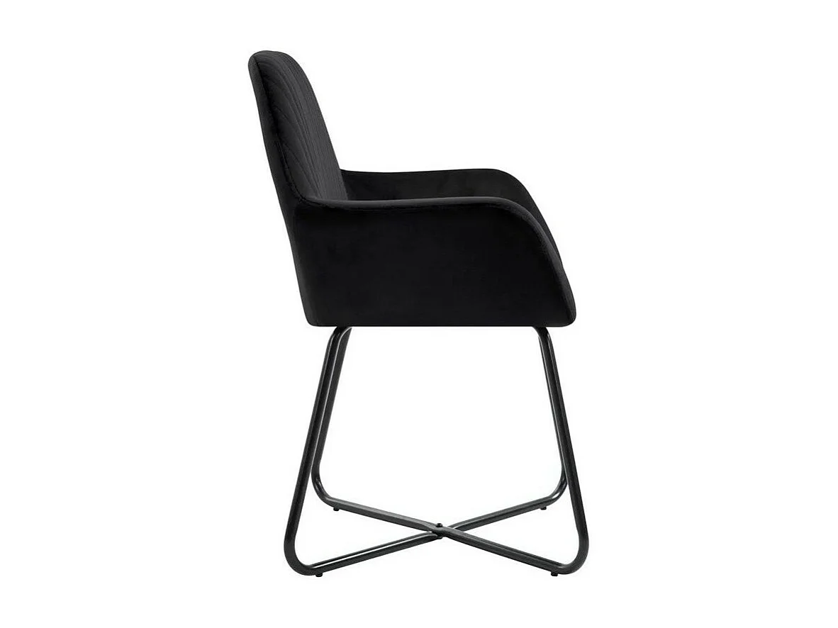 Lot de 2 chaises Mikee - Velours luxe avec pieds métal Noir-Couleur Noir