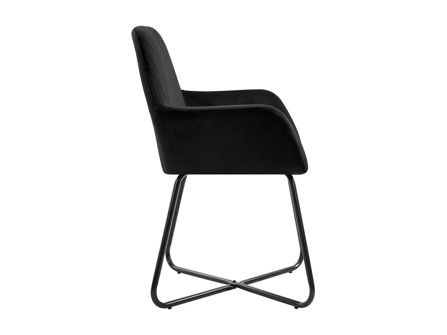 Lot de 2 chaises Mikee - Velours luxe avec pieds métal Noir-Couleur Noir