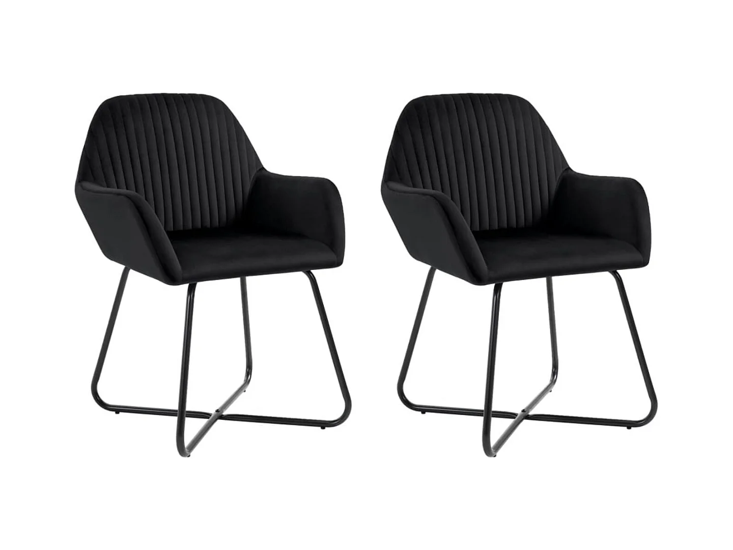 Lot de 2 chaises Mikee - Velours luxe avec pieds métal Noir-Couleur Noir