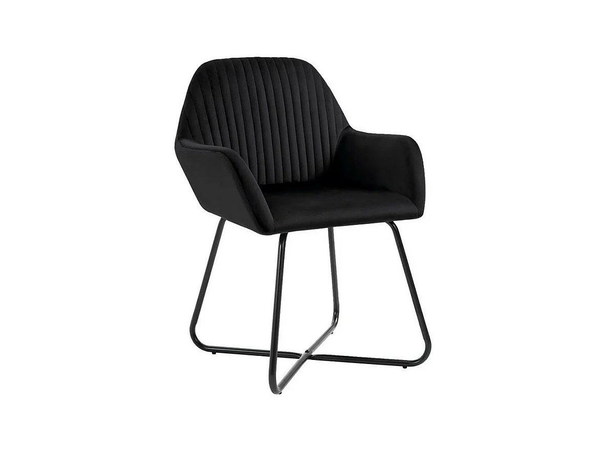 Lot de 2 chaises Mikee - Velours luxe avec pieds métal Noir-Couleur Noir
