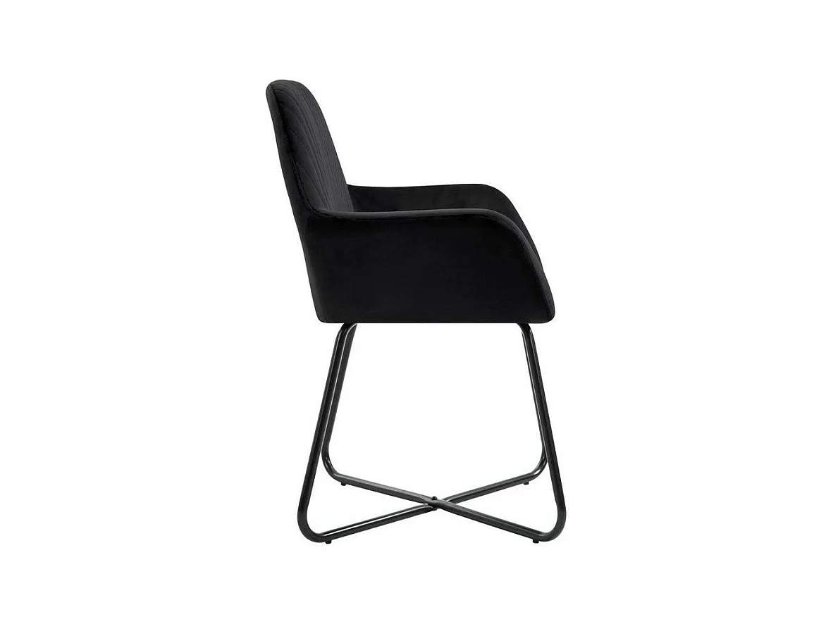Lot de 2 chaises Mikee - Velours luxe avec pieds métal Noir-Couleur Noir
