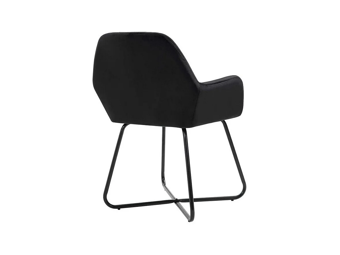 Lot de 2 chaises Mikee - Velours luxe avec pieds métal Noir-Couleur Noir