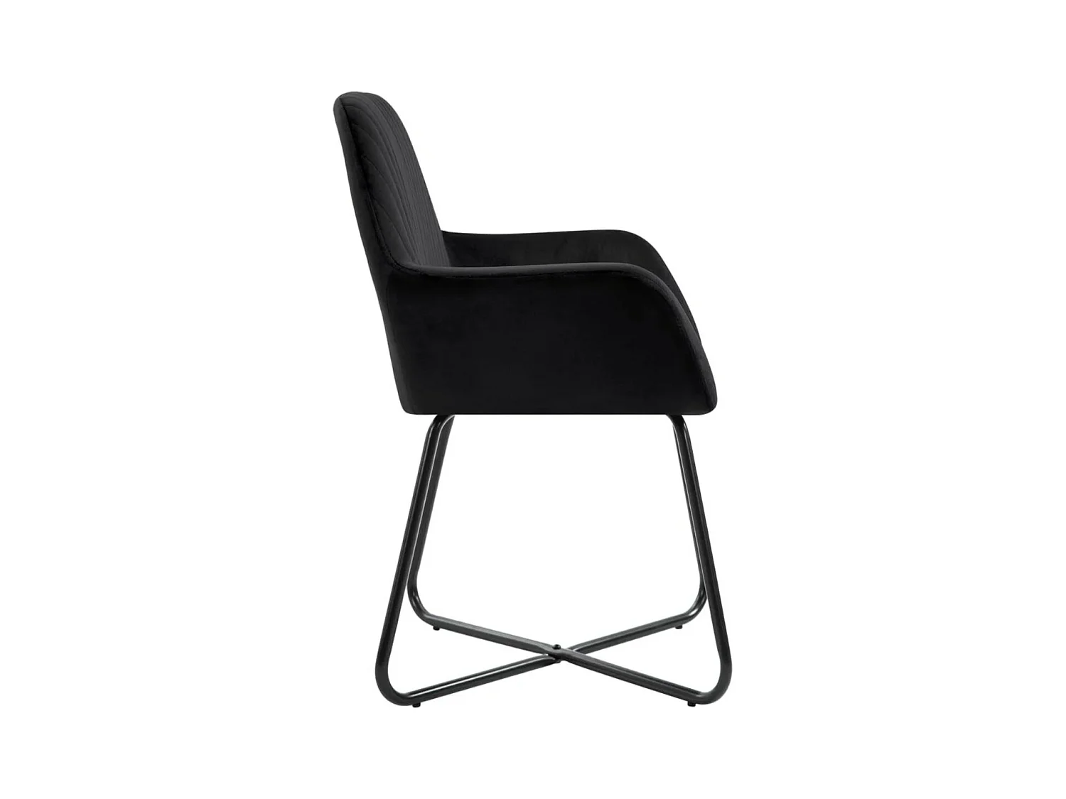 Lot de 2 chaises Mikee - Velours luxe avec pieds métal Noir-Couleur Noir