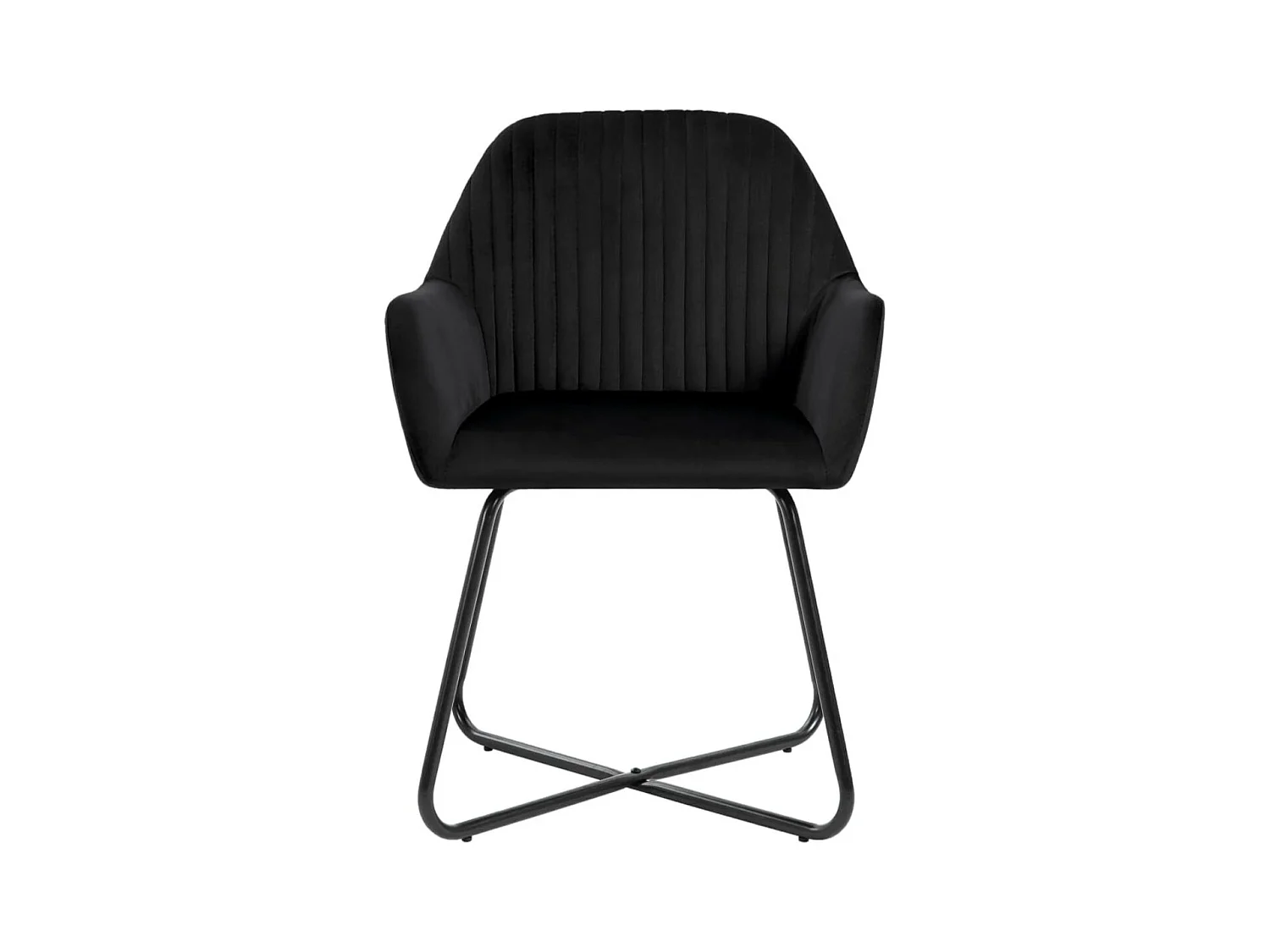 Lot de 2 chaises Mikee - Velours luxe avec pieds métal Noir-Couleur Noir