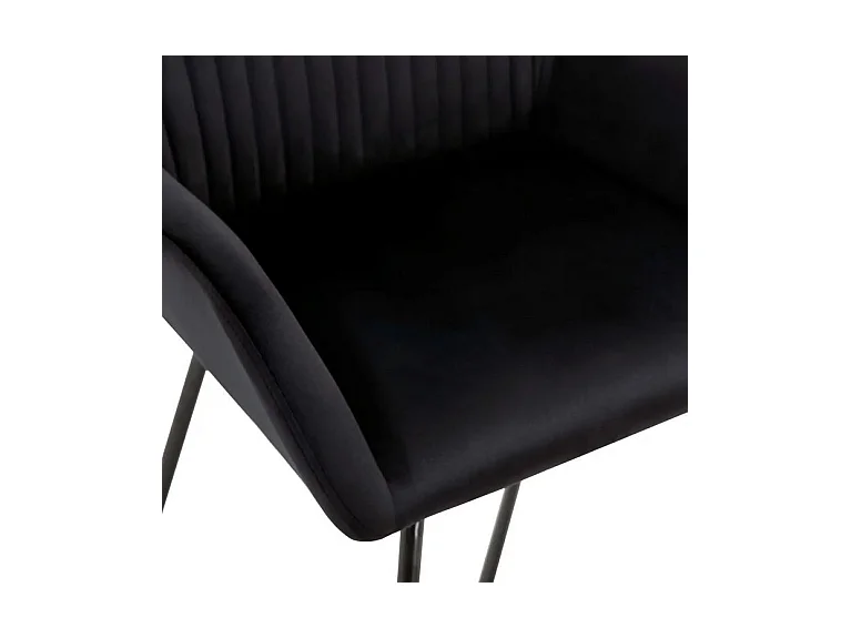 Lot de 2 chaises Mikee - Velours luxe avec pieds métal Noir-Couleur Noir