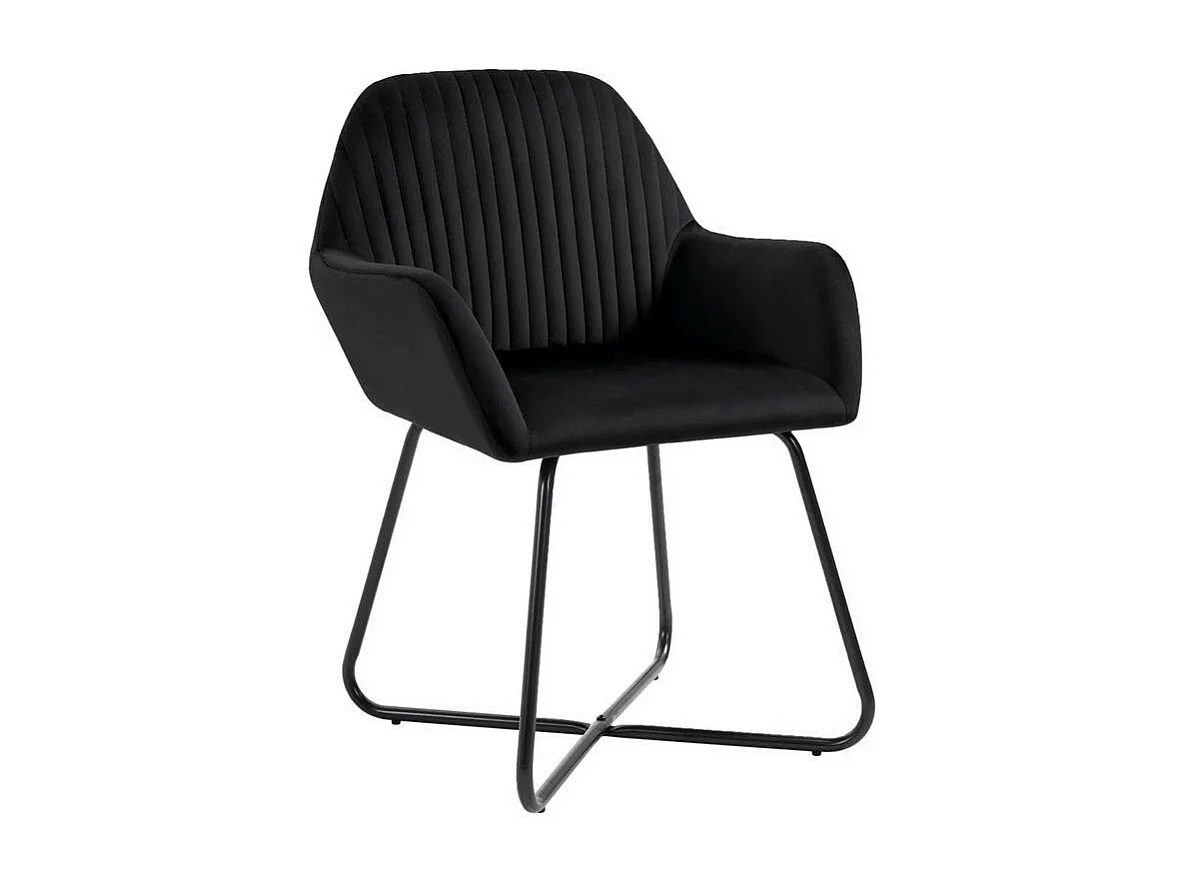 Lot de 2 chaises Mikee - Velours luxe avec pieds métal Noir-Couleur Noir