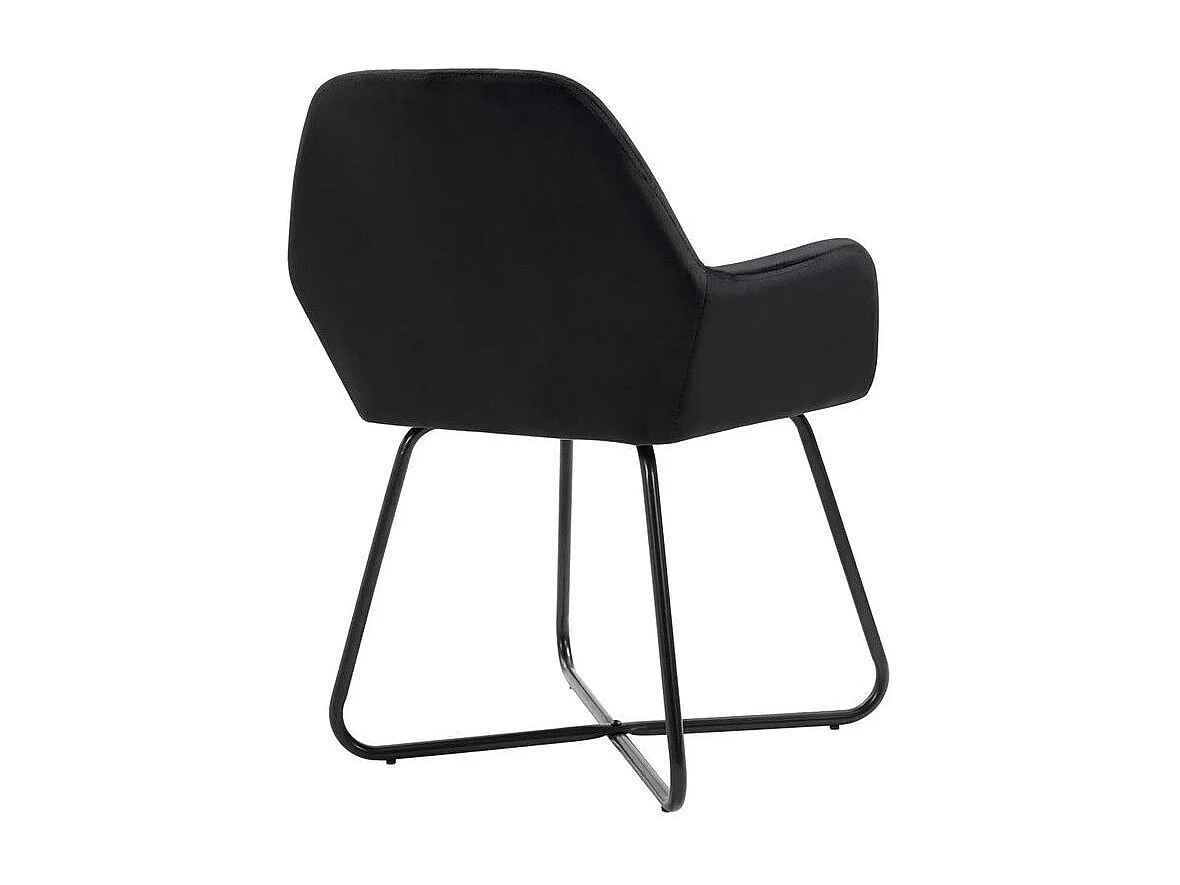Lot de 2 chaises Mikee - Velours luxe avec pieds métal Noir-Couleur Noir