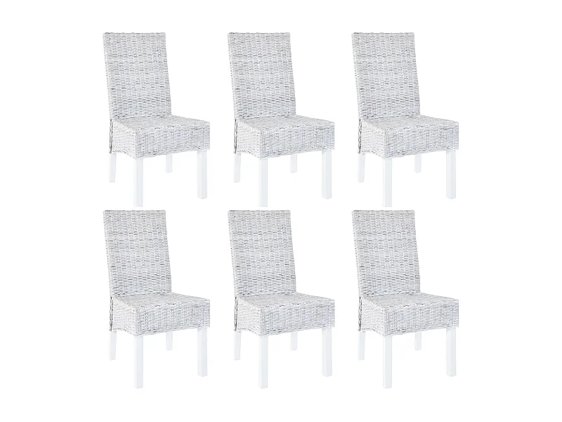 Chaises à dîner 6 pcs Gris Rotin Kubu et bois de manguier