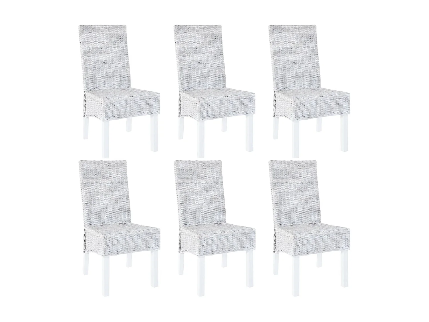 Chaises à dîner 6 pcs Gris Rotin Kubu et bois de manguier