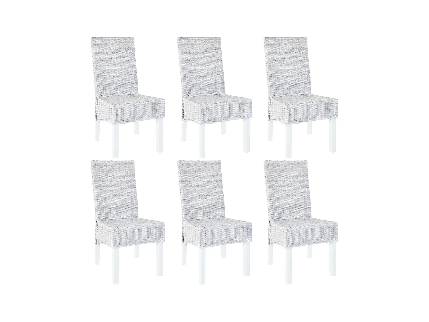Chaises à dîner 6 pcs Gris Rotin Kubu et bois de manguier