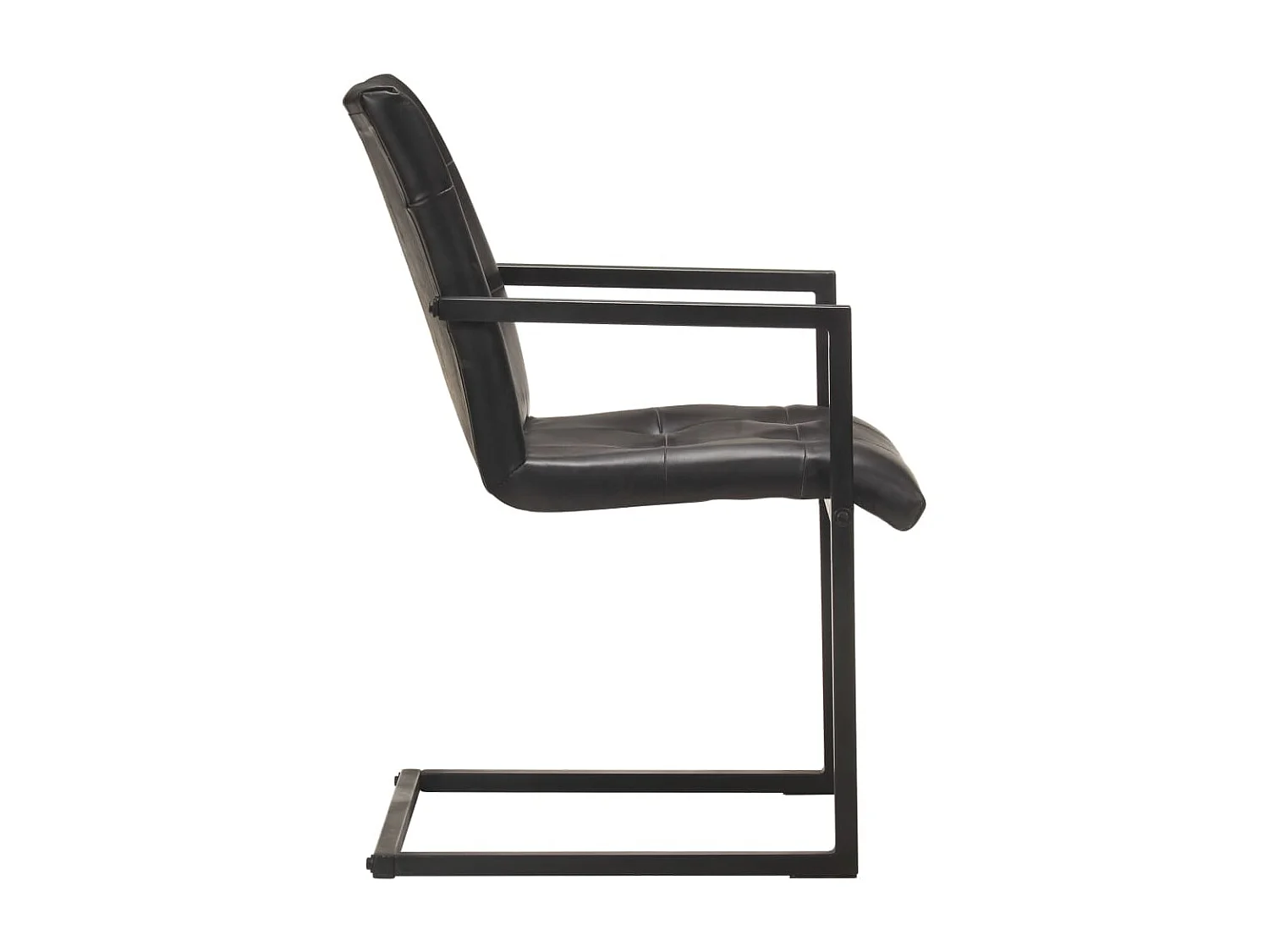 Chaises de salle à manger cantilever 6 pcs Noir Cuir véritable