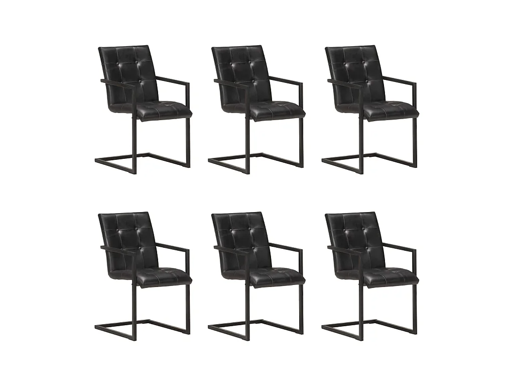 Eetkamerstoelen 6 st echt leer zwart