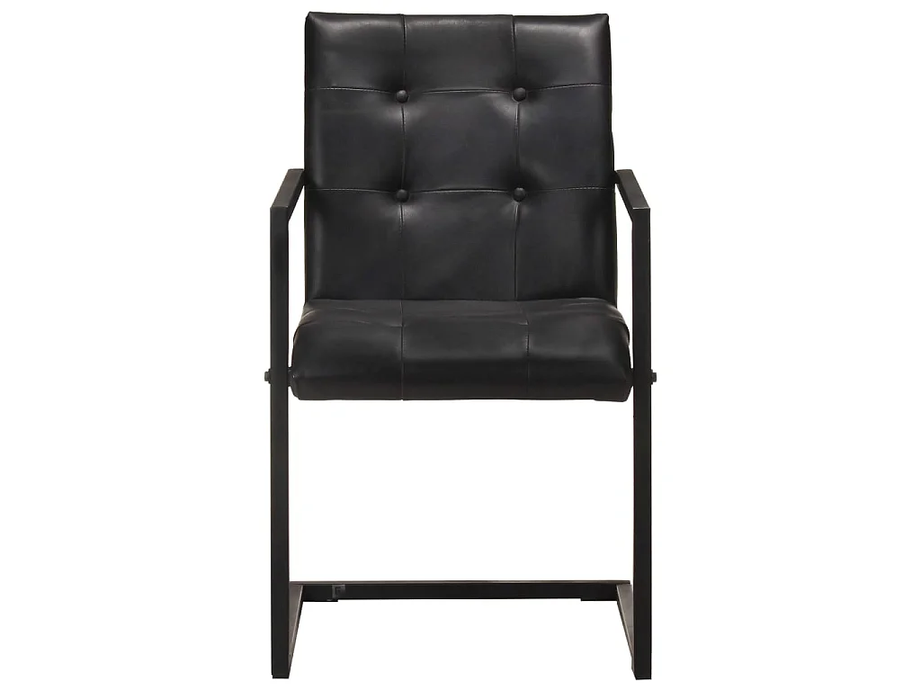 Eetkamerstoelen 6 st echt leer zwart